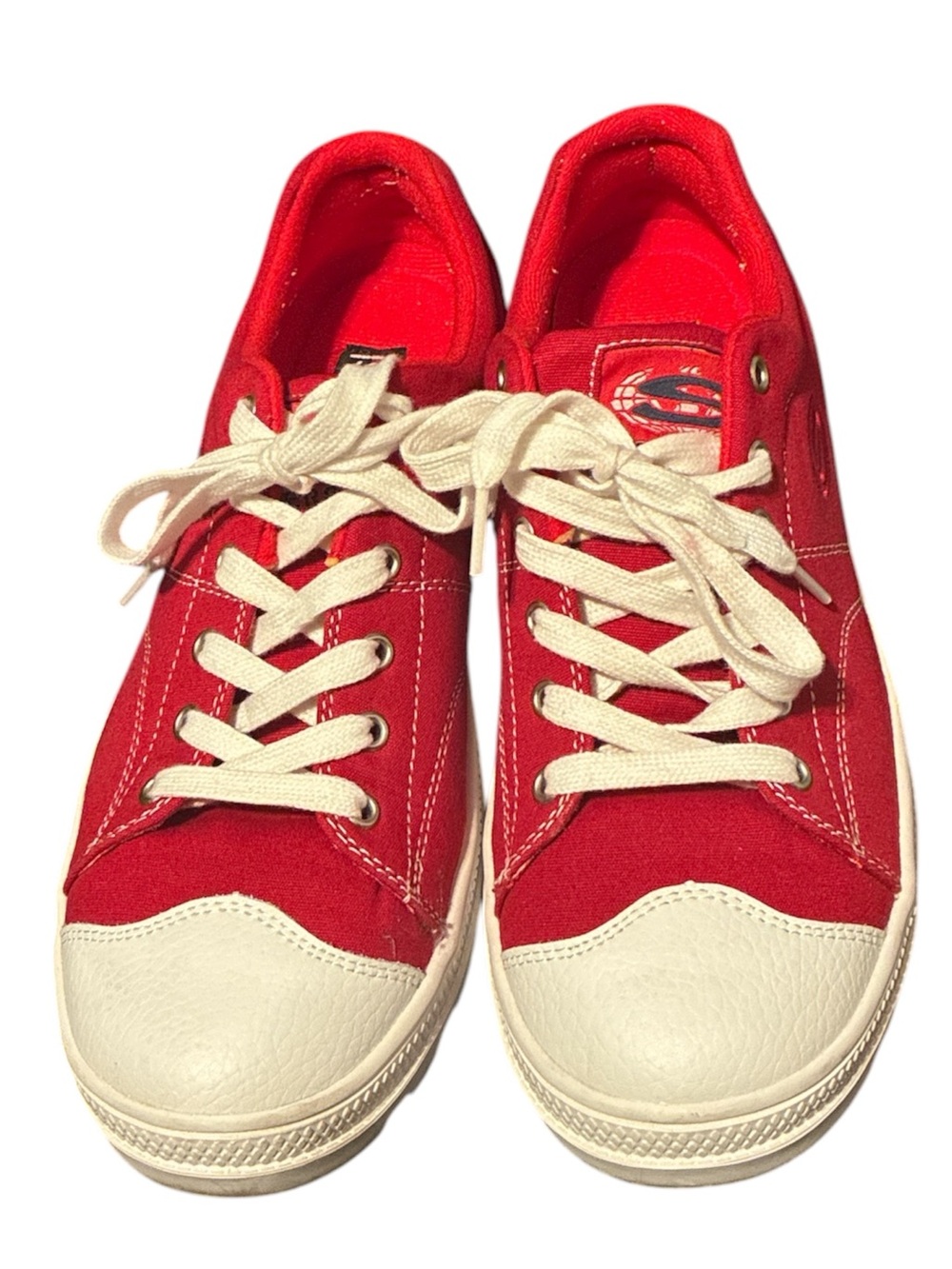 Skechers Red Canvas Sneakers with White Toecap and Laces